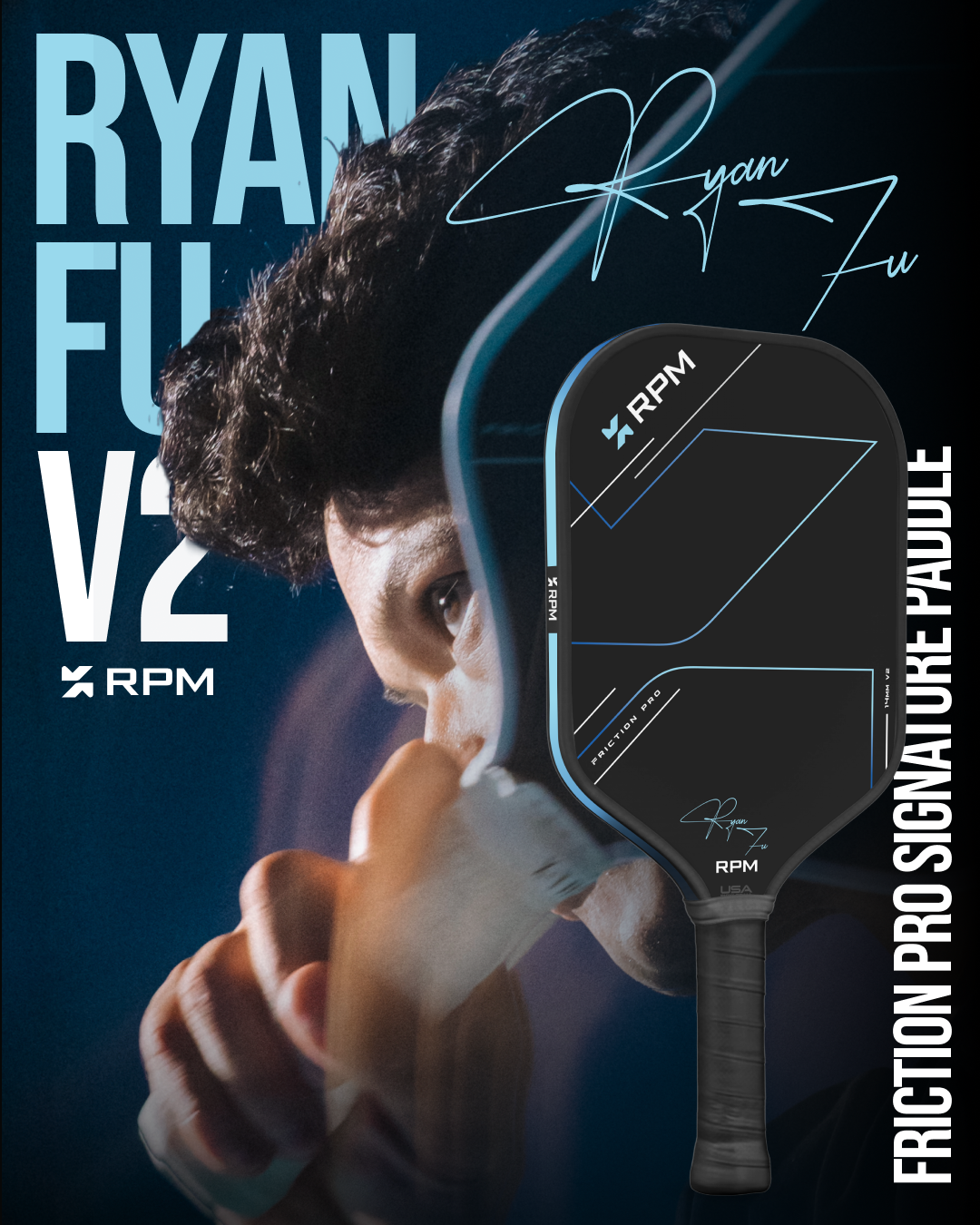 RPM Friction Pro V2 14mm Hybrid Flat Top Pickleball Paddle