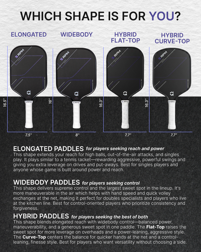RPM Friction Pro V2 16mm Hybrid Flat Top Pickleball Paddle