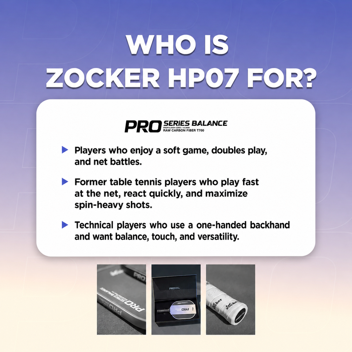 Zocker HP07 Pro Series Balance Pickleball Paddle