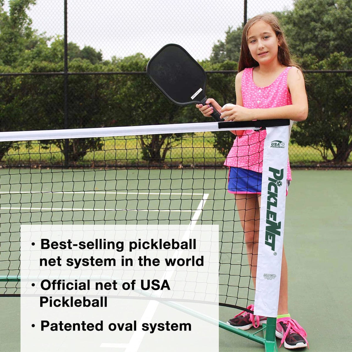 PickleNet Portable Pickleball Net System - Oval Poles