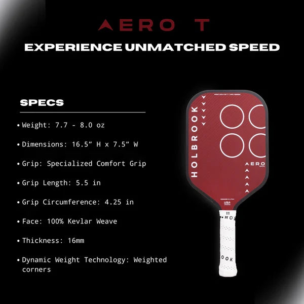 Holbrook Pro Aero Kevlar T 16mm Pickleball Paddle